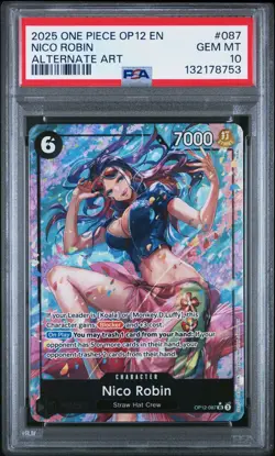 2025 ONE PIECE OP12-LEGACY OF THE MASTER ALTERNATE ART #087 NICO ROBIN PSA 10 - Image 1