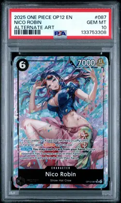 2025 ONE PIECE OP12-LEGACY OF THE MASTER ALTERNATE ART #087 NICO ROBIN PSA 10 - Image 1