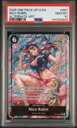 2025 ONE PIECE OP12-LEGACY OF THE MASTER ALTERNATE ART #087 NICO ROBIN PSA 10 - Image 1