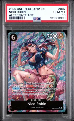 2025 ONE PIECE OP12-LEGACY OF THE MASTER ALTERNATE ART #087 NICO ROBIN PSA 10 - Image 1