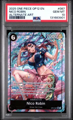 2025 ONE PIECE OP12-LEGACY OF THE MASTER ALTERNATE ART #087 NICO ROBIN PSA 10 - Image 1