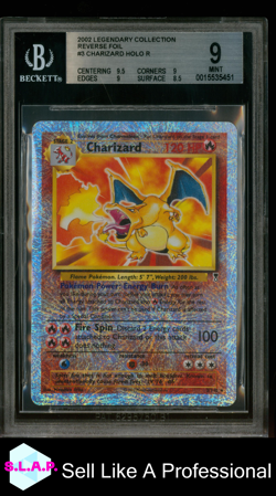 CHARIZARD HOLO R 2002 POKEMON LEGENDARY COLLECTION REVERSE FOIL 3 BGS 9.0 - Image 1