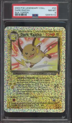 2002 Pokemon Legendary Collection Box Topper Jumbo #S3 Dark Raichu NM-MT PSA 8 - Image 1