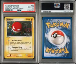 2004 Pokemon EX Team Rocket Returns Voltorb Reverse Foil Stamp #80 PSA 10 POP 8 - Image 3