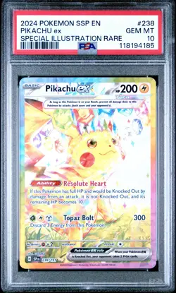 2024 POKEMON SSP EN-SURGING SPARKS SPECIAL ILLUSTRATION RARE PIKACHU EX PSA 10 - Image 1