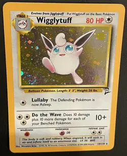 Pokemon TCG Wigglytuff Base Set 2 Holo Unlimited Rare with SWIRL Card 19/130 - Image 1