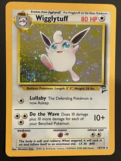 Pokemon TCG Wigglytuff Base Set 2 Holo Unlimited Rare with SWIRL Card 19/130 - Image 4