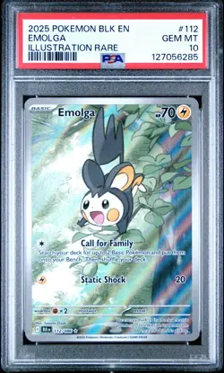 2025 POKEMON BLK EN-BLACK BOLT ILLUSTRATION RARE #112 EMOLGA PSA 10 - Image 1