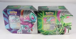 Pokemon TCG: Paradox Clash Tin Set of 2 - Iron Leaves & Walking Wake Sealed Tins - Image 1