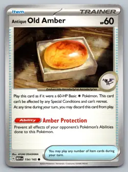 Pokemon TCG SV: Scarlet & Violet 151 Antique Old Amber 154/165 - Image 1