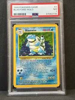 Blastoise Holo #2/102 1999 Pokemon Game Base Set RARE NM PSA 7 - Image 1