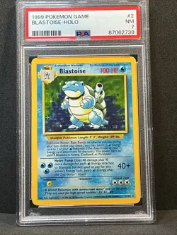 Blastoise Holo #2/102 1999 Pokemon Game Base Set RARE NM PSA 7 - Image 2