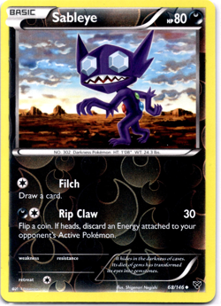 Pokemon TCG Sableye 68/146 XY Base Set Reverse Holo Rare Lightly Played - Image 1