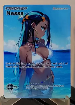 Pokemon Nessa Anima Waifu Sexy Doujin ACG DIY Trainer Full Art Card Holo - Image 1