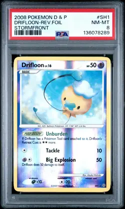 PSA 8 Drifloon Reverse Holo #SH1 2008 Pokemon Diamond & Pearl Stormfront 8289 - Image 1