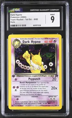 CGC 9 MINT Dark Hypno Team Rocket 1st Edition 9/82 Holo Pokemon Card - Image 1