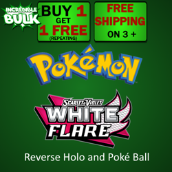White Flare Reverse Holo and Poke Ball Holo Pokemon Card Singles Near Mint - Image 1