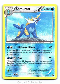 Samurott 32/114 - Steam Siege - Reverse Holo - Pokemon Card - Near Mint - Image 1