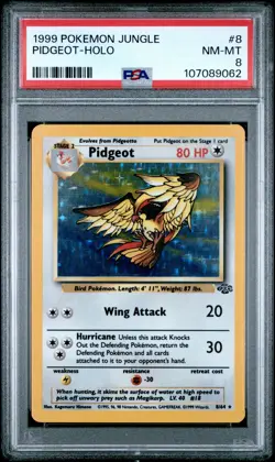1999 POKEMON JUNGLE #8 PIDGEOT HOLO PSA 8 NM-MT - Image 1