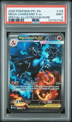 2025 POKEMON PFL EN-PHANTASMAL FLAMES #125 MEGA CHARIZARD X EX PSA 10 Contender - Image 1