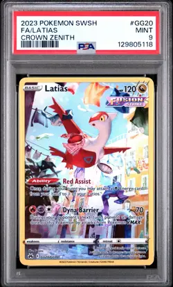 2023 POKEMON SWORD AND SHIELD CROWN ZENITH #GG20 FULL ART/LATIAS PSA 9 - Image 1