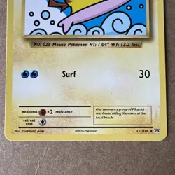 Surfing Pikachu 111/108 XY Evolutions Secret Rare Vintage Promo Pokemon Card - Image 3