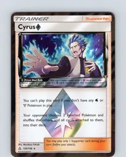 Pokemon TCG Cyrus S&M Ultra Prism 120/156 Prism Star Holo Rare Card Played HP-MP - Image 1