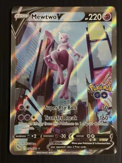 Pokemon Mewtwo V Ultra Rare Full Art Holo Pokemon GO 030/078 220 HP Card - Image 1