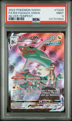 2022 POKEMON SWORD & SHIELD SILVER TEMPEST #TG20 FULL ART/RAYQUAZA VMAX PSA 9 - Image 1