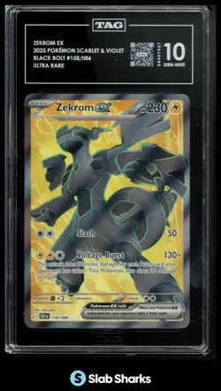 2025 POKEMON S&V BLACK BOLT - BLK EN #158/086 ZEKROM EX ULTRA RARE TAG 10 - Image 1