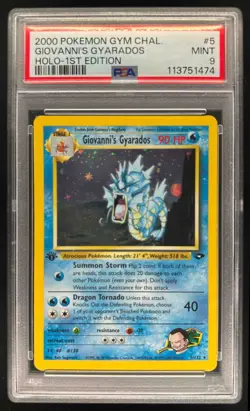 2000 Pokemon Gym Challenge 1st Edition Giovanni's Gyarados Holo #5/132 PSA 9 - Image 1