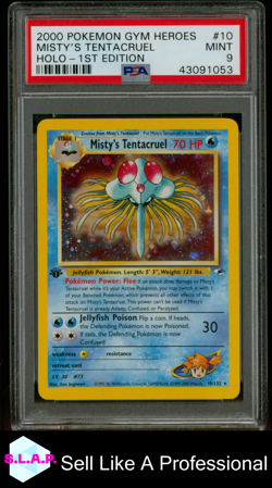 MISTY'S TENTACRUEL HOLO-1ST EDITION POKEMON GYM HEROES 2000 10 PSA 9 - Image 1