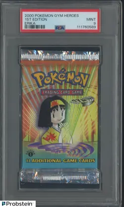 2000 Pokemon Gym Heroes 1st Edition Erika PSA 9 MINT - Image 1