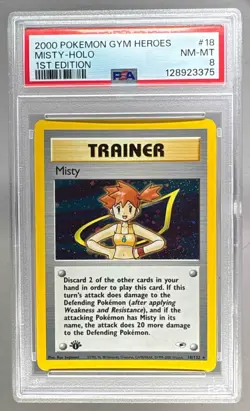 128923375 Misty 2000 Pokemon Gym Heroes 1st Edition #18 Holo PSA 8 - Image 1