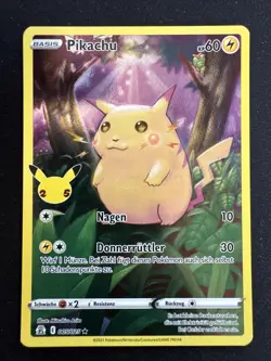 Pikachu 5/25 Holo Art Rare Pokemon 25th Anniversary Celebrations 2021 NM Deutsch - Image 1