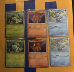 Pokemon 151 Poster Promos Bulbasaur Charmander Squirtle Cosmo Holo & Pixel Holo - Image 1