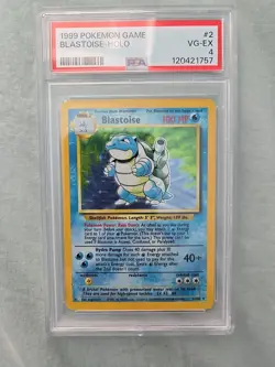 Pokemon TCG Blastoise Holo-Rare Card 2/102 Base Set 1999, PSA Grade 4 - Image 1