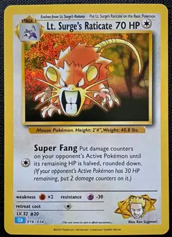 CLB 016/034 Lt. Surge's Raticate Classic Collection Card Pokemon Blastoise Deck - Image 1
