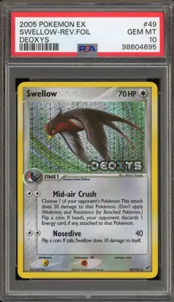 Pokemon Swellow EX Deoxys Reverse Holo #49 PSA 10 Gem Mint - Image 1