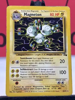 Magneton 26/62 Fossil WOTC Pokemon TCG Regular Rare 1999 MP - Image 3