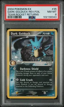 2004 POKEMON EX TEAM ROCKET RETURNS 35 DARK GOLDUCK-REVERSE FOIL STAMPED | PSA 8 - Image 1