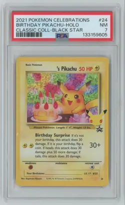 2021 Pokemon SWSH Celebrations Birthday Pikachu PSA 7 Classic HOLO #24 - Image 1