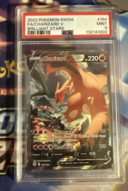 2022 PSA 9 FA Charizard V #154 Alternate Full Art Pokemon TCG Brilliant Stars - Image 1