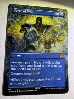 Force of Will #418 · Dominaria Remastered · Borderless · Non-Foil · Mythic Rare - Image 1