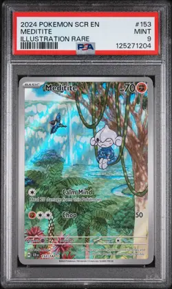 Meditite Illustration Rare Pokemon Scr En-Stellar Crown 153/142 PSA 9 - Image 1
