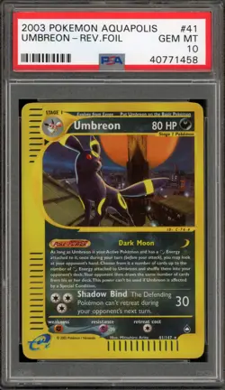 Pokemon Umbreon Aquapolis Reverse Holo Rare #41 PSA 10 Gem Mint - Image 1