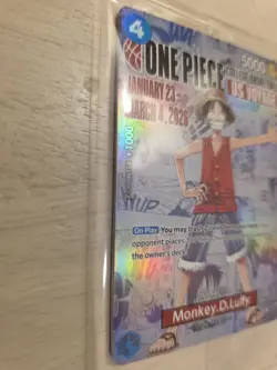 Bandai One Piece CCG Monkey.D.Luffy US Voyage Promo Holo P-055 5000 Power - Image 2