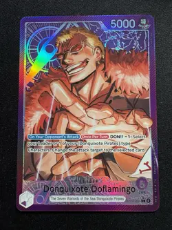 One Piece The Azure Sea’s Seven DONQUIXOTE DOFLAMINGO LEADER ALT ART ENGLISH CCG - Image 1