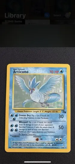​Articuno Holo Rare 2/62 Fossil Set Pokemon Card 1999 Vintage WOTC LP - Image 1