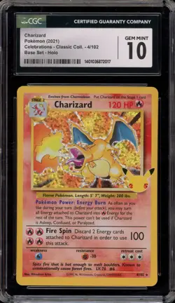 Pokemon Charizard Celebrations Classic Coll. Base Set Holo #4 CGC 10 Gem Mint - Image 1